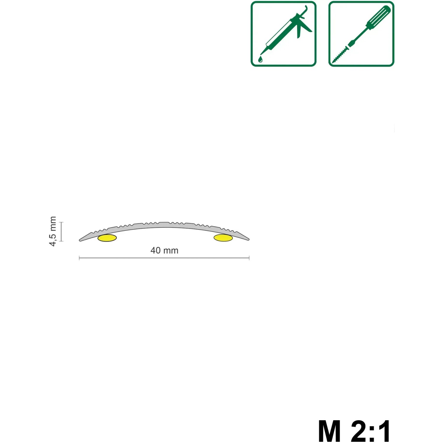 Übergangsprofil simple-fix 15 Alu, selbstklebend, 40x5x900 mm, Dekor Eiche, für Bodenbeläge.