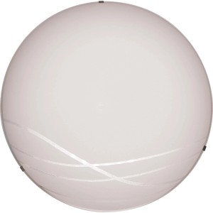 Runde LED-Deckenleuchte mit Streifenmuster aus Glas, neutralweißes Licht.