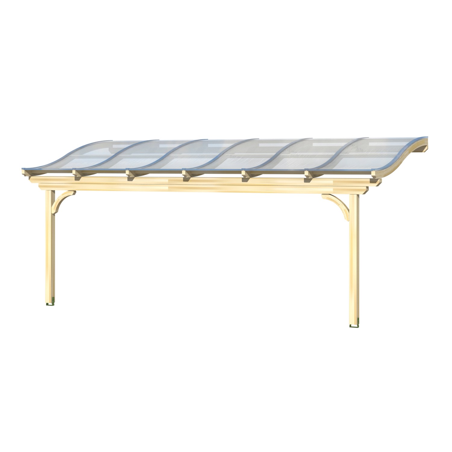 Skan Holz Terrassenüberdachung Verona, 648x289 cm, Leimholz Natur mit Doppelstegplatten.