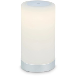 Brilo Akku-Tischleuchte Lama, chrom-matt, 3W. Dekoleuchte mit warmweißem Licht und Touchdimmer.