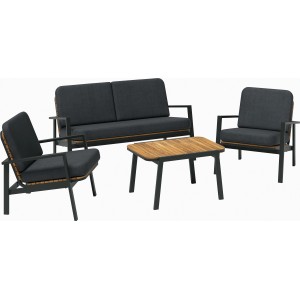 Lounge-Set Olary 4-teilig Akazienholz Schwarz