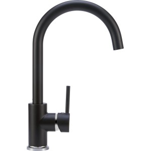baliv Küchenarmatur KI-1831 N, Niederdruck, Schwarz-Matt, Einhebelmischer mit schwenkbarem Auslauf.