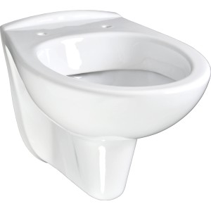 Weißes Wand-WC Tiefspüler mit klassischem Design für das Badezimmer.