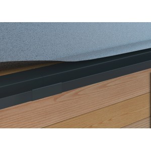 Anthrazitfarbener Verbinder für SDF Kastenrinne aus Aluminium.