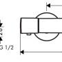 Technische Zeichnung Hansgrohe Ecostat Universal Brausethermostat in Chrom mit Maßen.