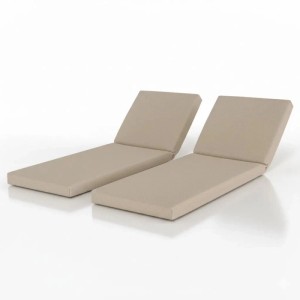 2er Set Beautissu Deckchair Auflagen QD-RL 190x60cm Beige, wasserdicht für Gartenliegen.