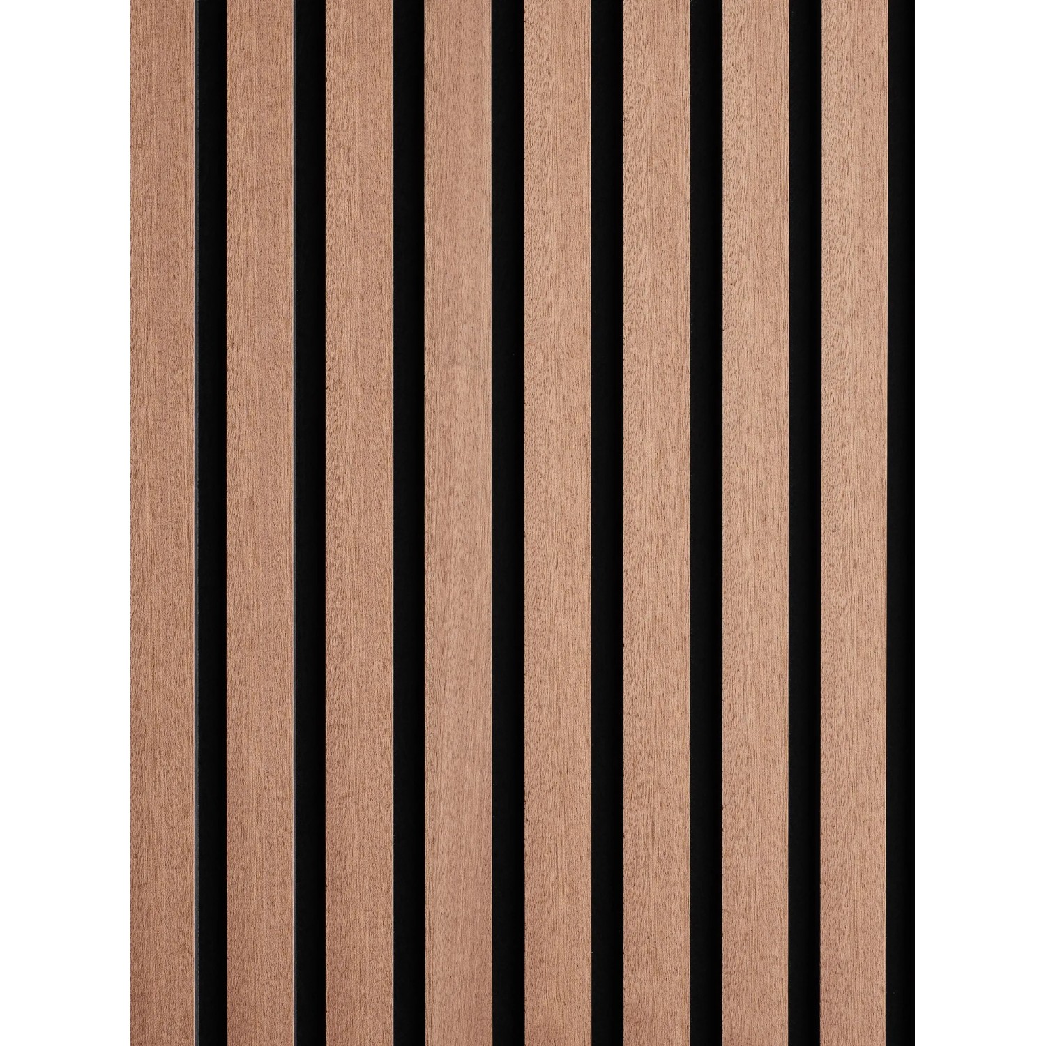Akustikpaneel Mahagoni mit schwarzen Filzstreifen, 60x300cm, zur Wand- und Deckenverkleidung.