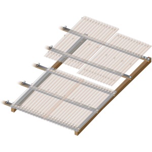 Bronzefarbene Profilplatte PC Sinus (6000x1040mm) auf Unterkonstruktion. Kunststoffbedachung.