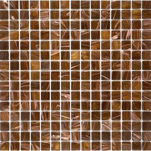 Mosaikmatte aus Glas in Kupfer-Hellbraun, 32,7x32,7 cm. Quadratische Mosaikfliesen für Wandgestaltung.