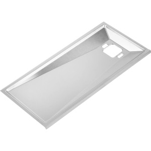 Rechteckige Jamestown Fettauffangschale aus silbernem Edelstahl für Gasgrill Kane 4-Brenner, mit Ablauföffnung.