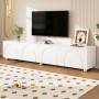 okwish TV-Schrank Lowboard mit Bogenrelief 4 Türen Metallfüße Wohnzimmer 180x35x40cm Weiß_4