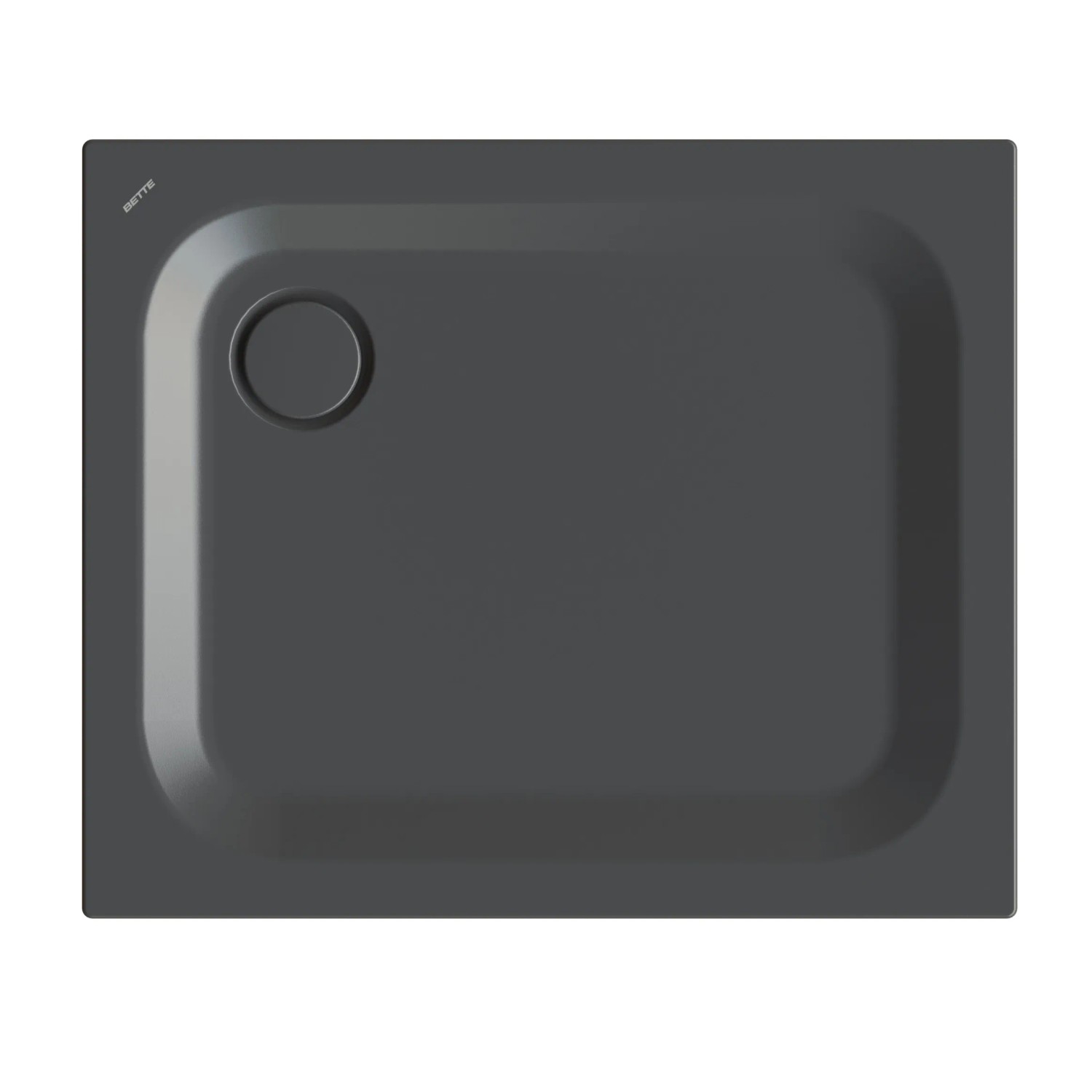 Quadratische Bette Duschwanne Steel 80x80 cm in Raven, matte Optik.