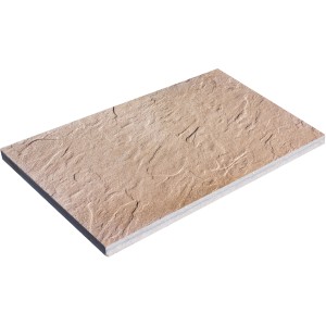 Häusler Sandstein Steindiele, braun marmoriert, 60x40 cm. Terrassenplatte mit feiner Struktur.