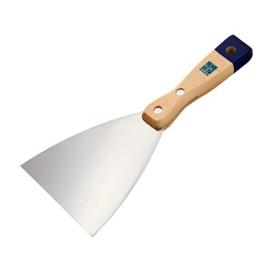 LUX Malerspachtel, 100 mm breit, mit Holzgriff und Metallblatt.