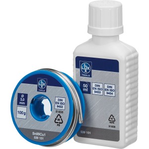 LUX Tiffany-Weichlöt-Set: Lötzinn (100g) und Lötwasser (50ml) für Tiffany-Technik.