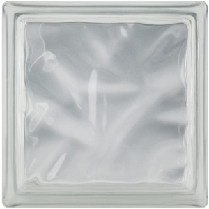 Klarer Glasstein „Wolke“ 19x19x10 cm für Innen & Außen. Glasbaustein mit Wolken-Design.