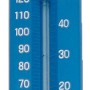 Blaues Summer Fun Schwimmbadthermometer Standard mit Skala und Befestigungsschnur.