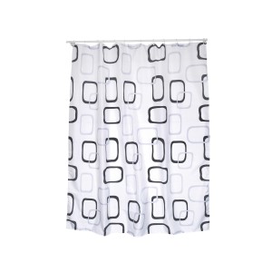 Mehrfarbiger MSV Duschvorhang Vintage aus Polyester mit grafischem Muster.