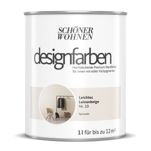 Schöner Wohnen Designfarbe, Leichtes Leinenbeige, 1L Dose, matte Wandfarbe.