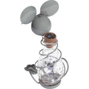 LED-Solarleuchte Bardi Maus aus Glas und Metall, Deko für den Garten.