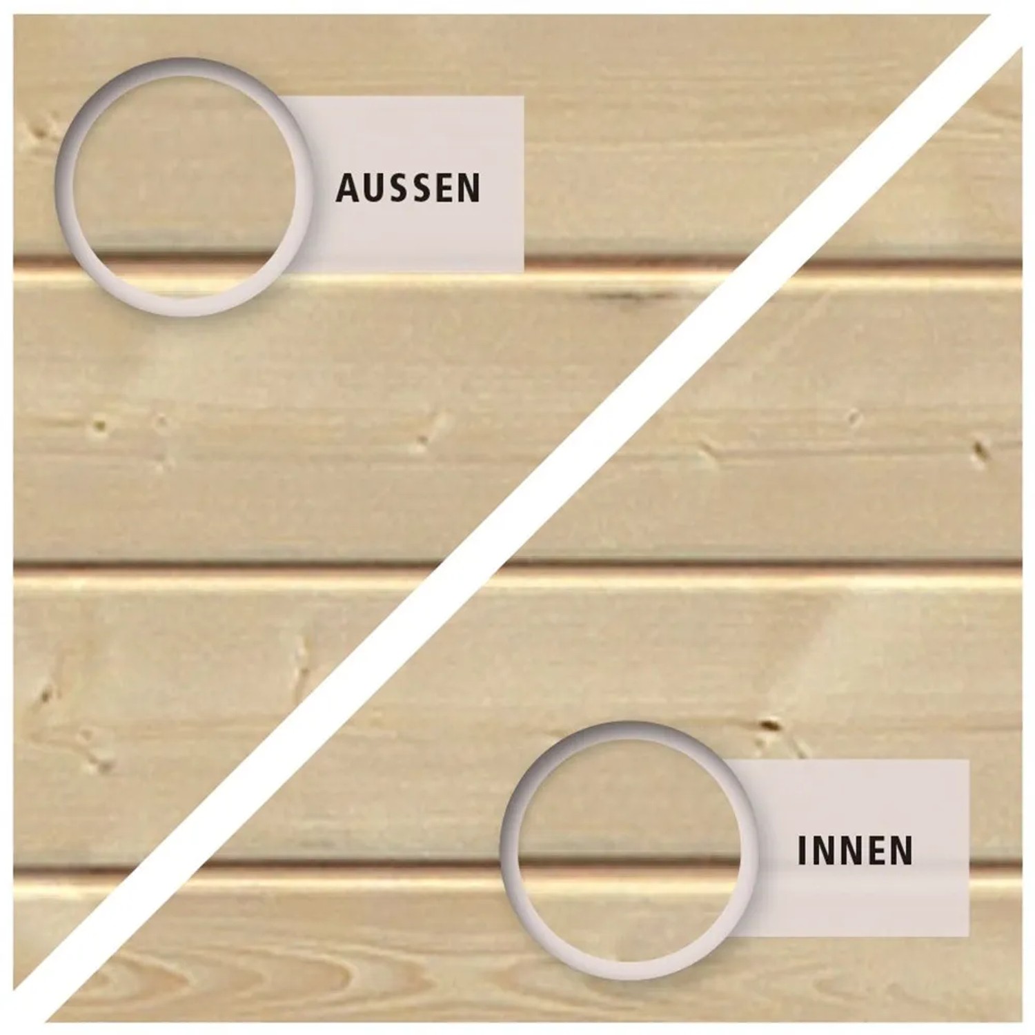 Detailaufnahme Karibu Stelzenhaus Benjamin: Holzstruktur innen und außen.