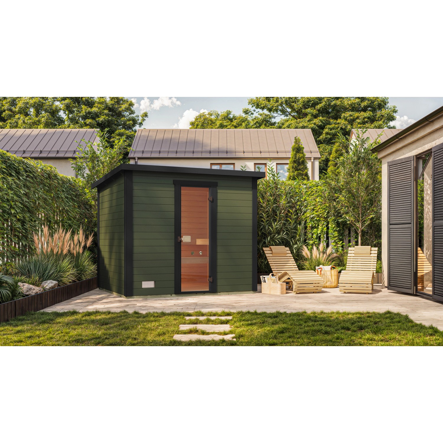 Weka Saunahaus Kaapi 4 Kompakt-Ofen Graugrün_2