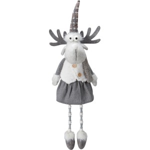 Stoff-Rentier in Grau-Weiß, 61 cm, Weihnachtsdekoration für den Innenbereich.