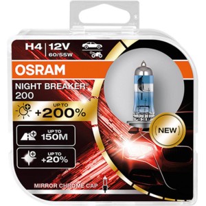 Osram Night Breaker 200 H4 Halogen-Fahrzeuglampe für bessere Sicht im Straßenverkehr.