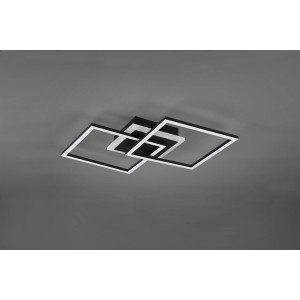 Moderne, schwarze LED-Deckenleuchte Venida mit quadratischem Design für Wohnräume.