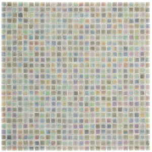 Mosaik Glas Mini Light Grey, 29,6x29,6 cm. Helle, quadratische Mosaikfliesen mit leichtem Schimmer.