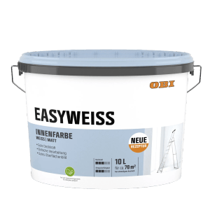 Eimer OBI Wandfarbe Easyweiss, Weiß, Matt, 10 Liter.