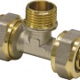 PIPETEC Schraub-T-Stück 20 mm x 2 mm - 3/4 Zoll mit Außengewinde aus Messing.
