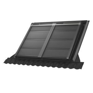 Velux Hitzeschutz-Markise Elektrisch Solar & Verdunkelung SSS MK04, Dachfenster-Rollo in Schwarz.