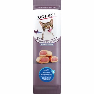 Dokas Hühnchenrolle mit Thunfisch, Katzen-Snack, softe Rolle mit Hühnchen und Thunfisch-Füllung.