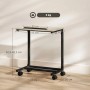 HOMCOM Beistelltisch Eiche, höhenverstellbar 62,5-82,5 cm, rollbar, schwarzes Metallgestell, C-Form, für Laptop.