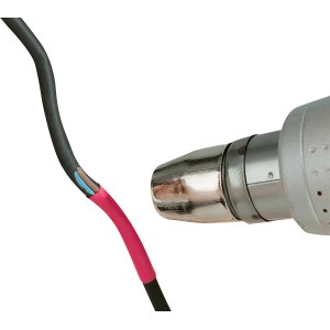Anwendung von Schrumpfschlauch (7mm x 200mm) auf Kabel mit Heißluftpistole.