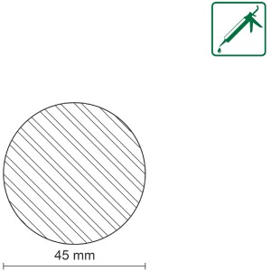 Illustration eines rohen Buchenholz Rundstabs (Ø 45mm) von FN Neuhofer, geeignet für Bastelarbeiten.