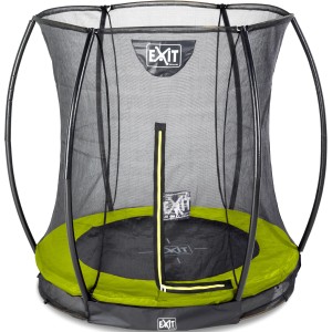 Grünes EXIT Silhouette Bodentrampolin (D183cm) mit Sicherheitsnetz im Detail.