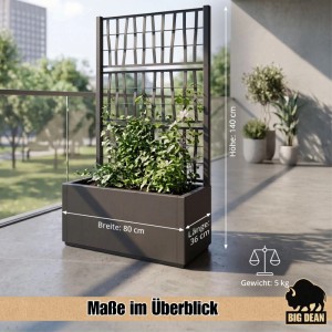 BigDean 2 x Blumenkasten mit Rankgitter Pflanzkasten 80x36x 140 cm Hoch Made in Europa