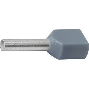 Graue Aderendhülse aus dem 110-teiligen Aderendhülsen-Set, Durchmesser 0,75 mm - 4 mm.