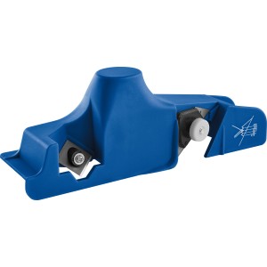 Blauer LUX Kantenhobel für präzise Stirnkanten an Gipskartonplatten.