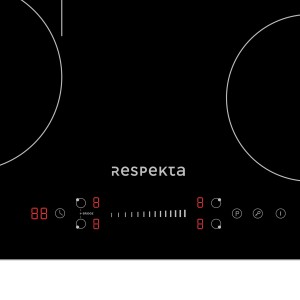 Schwarzes Respekta Induktionskochfeld Alois mit Touch-Bedienfeld und vier Kochzonen.