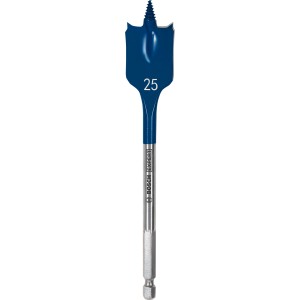 Bosch Expert Selfcut Flachfräsbohrer, Ø 25 mm, für Holz. Blaues Blatt mit Zentrierspitze.