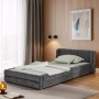 okwish Einzelbett 90x200cm mit Rückenlehne Chenille Kinderzimmer Grau ohne Matratze_2