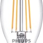 Philips LED-Lampe E14 Kerze, 4,3W, klar, mit Filament für Wohnräume.