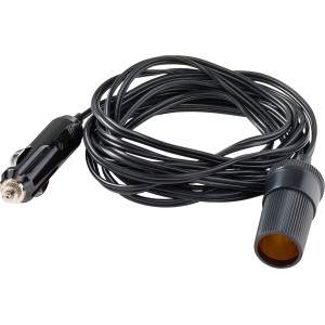Schwarzes OBI Verlängerungskabel 12 V/24 V für den Zigarettenanzünder im Auto.