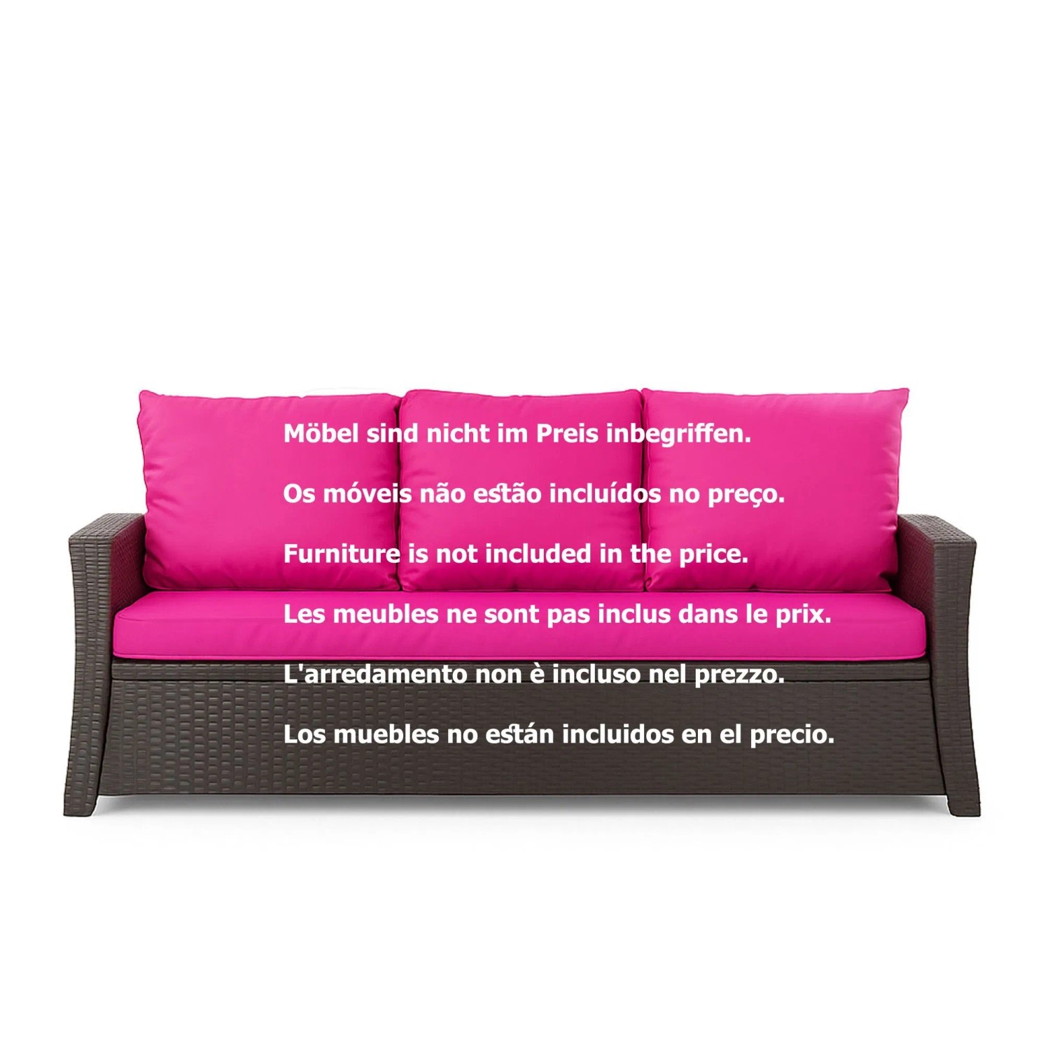 Set Gartenkissen für Polyrattan Möbel, 3-Sitzer Sofa, Rose. Bequeme Sitzkissen & Gartenstuhlauflagen.
