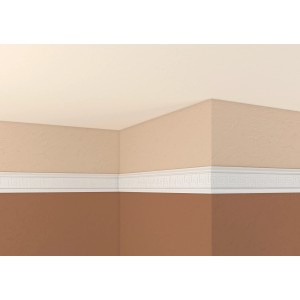 Decosa Flachprofil Melanie als Zierprofil an einer Wand mit zwei Farben.