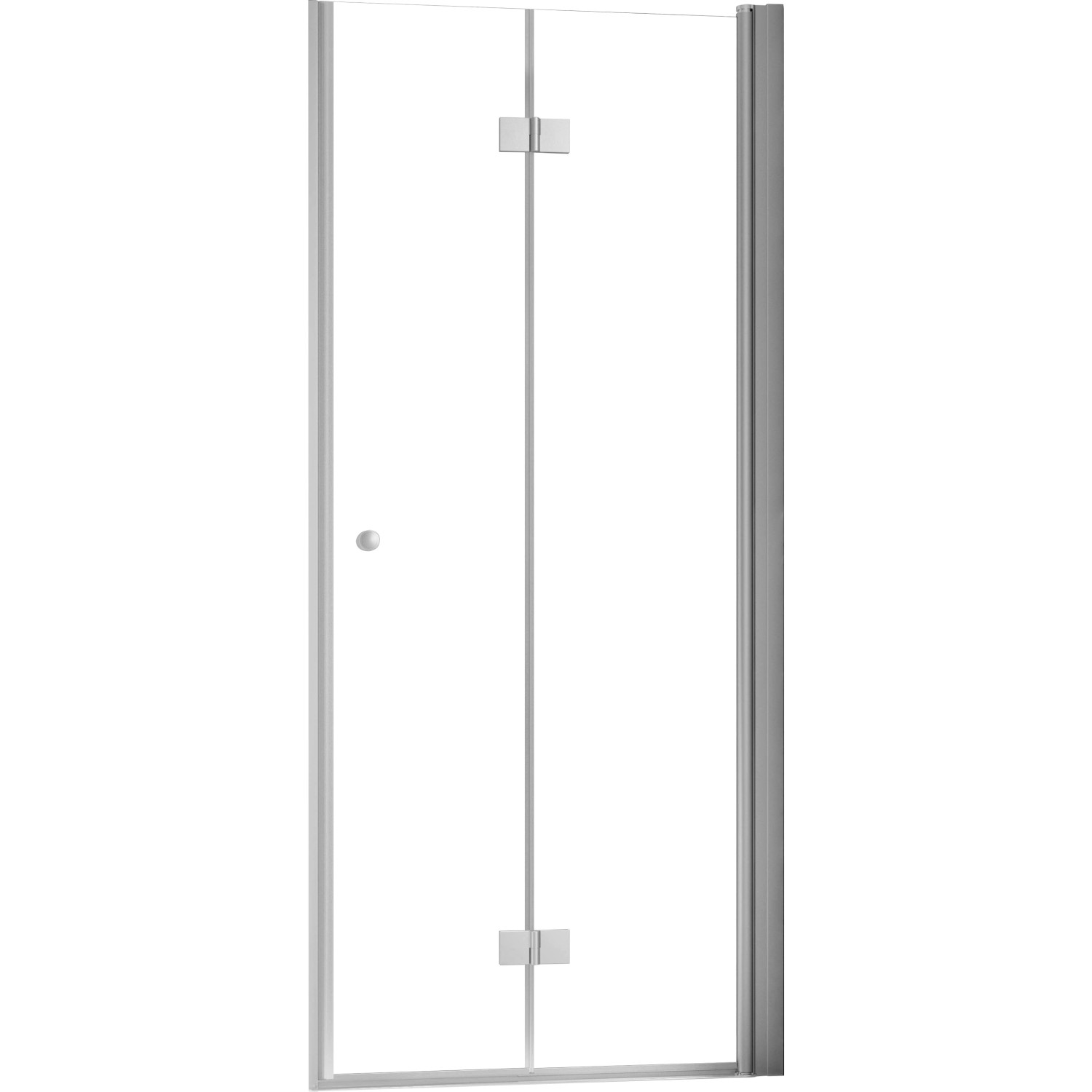 Schulte Drehfalttür ExpressPlus, Alu-Natur, 200x90 cm, für Nische, mit klarem Glas.