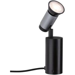 Paulmann Runa Tischleuchte/Wandleuchte, schwarz-anthrazit, schwenkbarer Spot, GU10 Fassung.